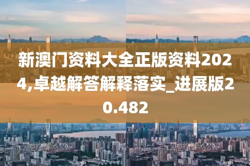 新澳门资料大全正版资料2024,卓越解答解释落实_进展版20.482