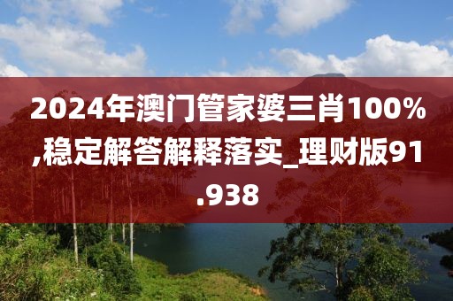 2024年澳门管家婆三肖100%,稳定解答解释落实_理财版91.938
