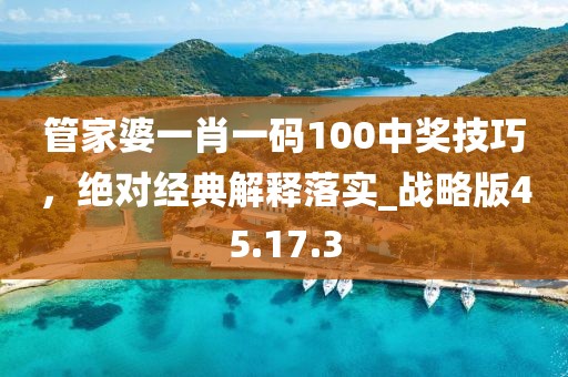 管家婆一肖一码100中奖技巧，绝对经典解释落实_战略版45.17.3