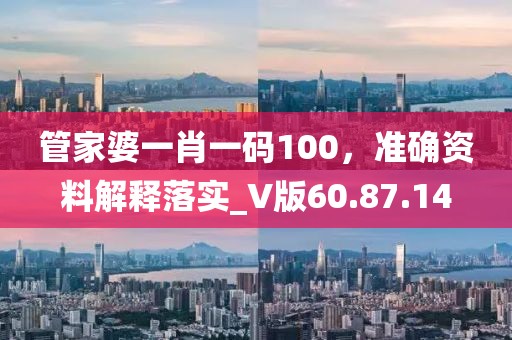 管家婆一肖一码100，准确资料解释落实_V版60.87.14
