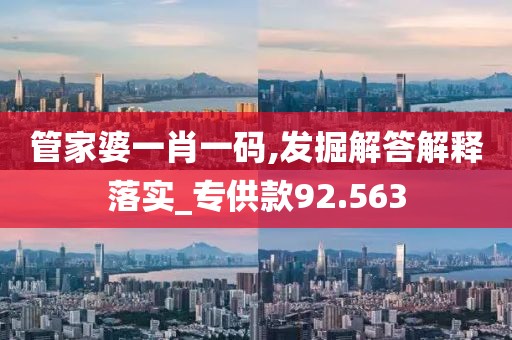管家婆一肖一码,发掘解答解释落实_专供款92.563