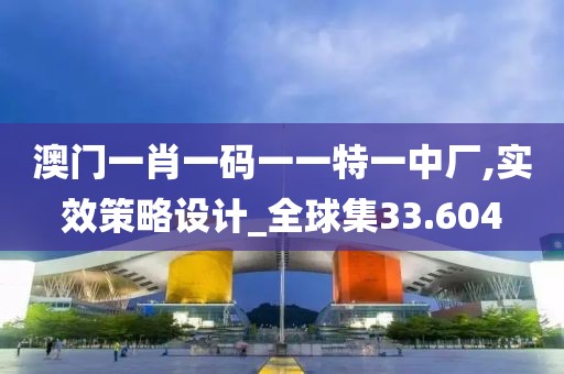 澳门一肖一码一一特一中厂,实效策略设计_全球集33.604