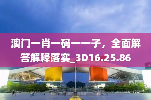 澳门一肖一码一一子，全面解答解释落实_3D16.25.86