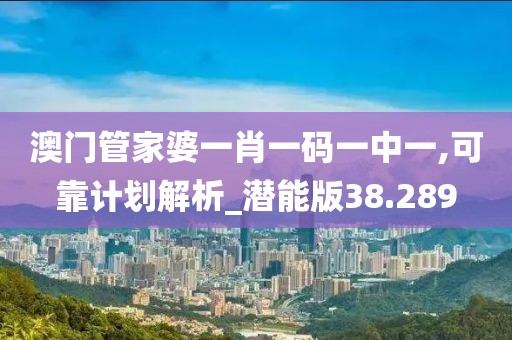 澳门管家婆一肖一码一中一,可靠计划解析_潜能版38.289