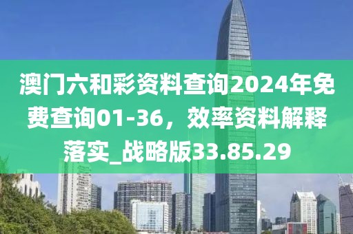 澳门六和彩资料查询2024年免费查询01-36，效率资料解释落实_战略版33.85.29