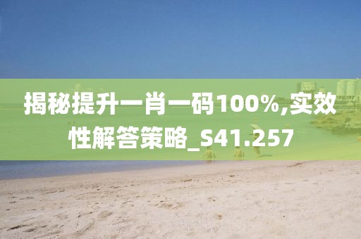 揭秘提升一肖一码100%,实效性解答策略_S41.257
