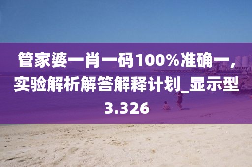 管家婆一肖一码100%准确一,实验解析解答解释计划_显示型3.326