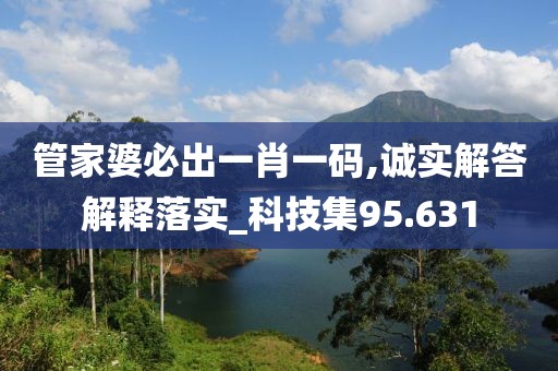 管家婆必出一肖一码,诚实解答解释落实_科技集95.631