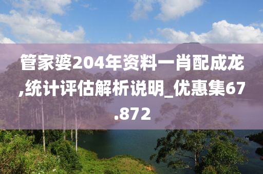 管家婆204年资料一肖配成龙,统计评估解析说明_优惠集67.872