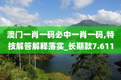 澳门一肖一码必中一肖一码,特技解答解释落实_长期款7.611