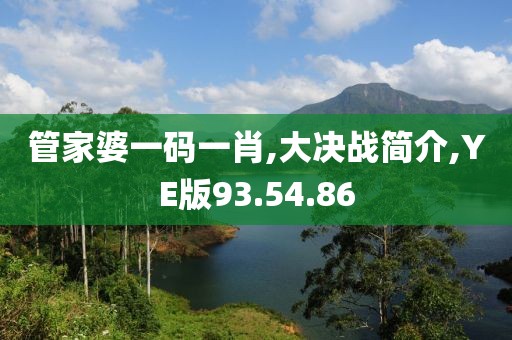 管家婆一码一肖,大决战简介,YE版93.54.86