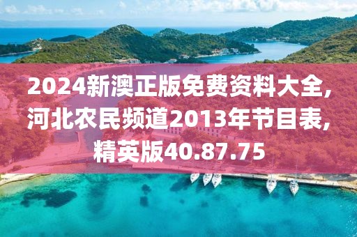 2024新澳正版免费资料大全,河北农民频道2013年节目表,精英版40.87.75