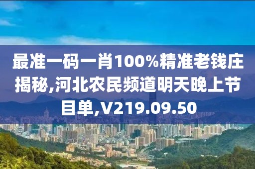 最准一码一肖100%精准老钱庄揭秘,河北农民频道明天晚上节目单,V219.09.50