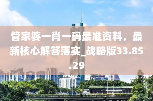 管家婆一肖一码最准资料，最新核心解答落实_战略版33.85.29
