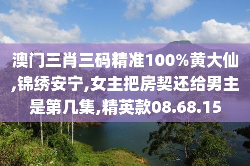 澳门三肖三码精准100%黄大仙,锦绣安宁,女主把房契还给男主是第几集,精英款08.68.15