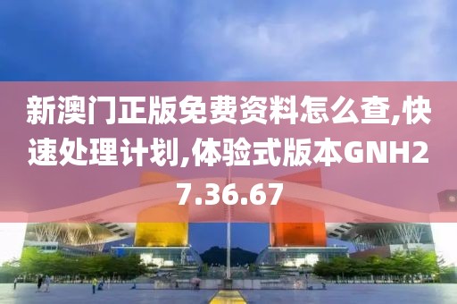 新澳门正版免费资料怎么查,快速处理计划,体验式版本GNH27.36.67