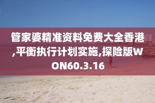管家婆精准资料免费大全香港,平衡执行计划实施,探险版WON60.3.16