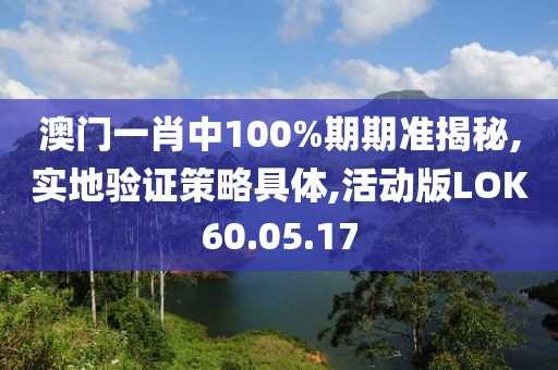 澳门一肖中100%期期准揭秘,实地验证策略具体,活动版LOK60.05.17