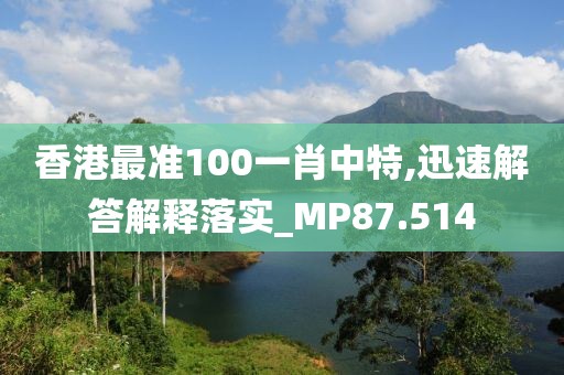香港最准100一肖中特,迅速解答解释落实_MP87.514