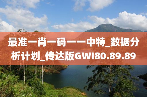 最准一肖一码一一中特_数据分析计划_传达版GWI80.89.89