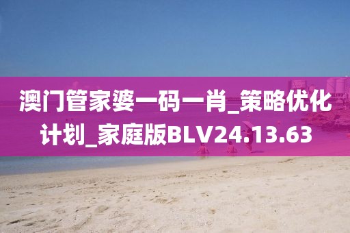澳门管家婆一码一肖_策略优化计划_家庭版BLV24.13.63