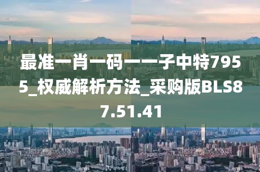 最准一肖一码一一子中特7955_权威解析方法_采购版BLS87.51.41