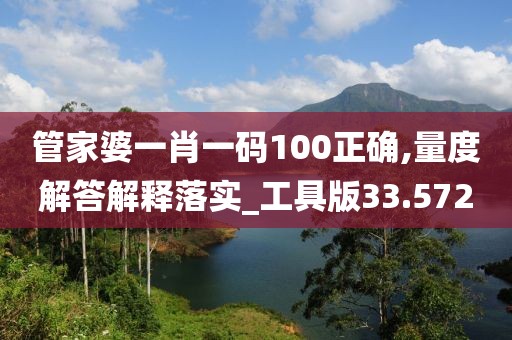 管家婆一肖一码100正确,量度解答解释落实_工具版33.572