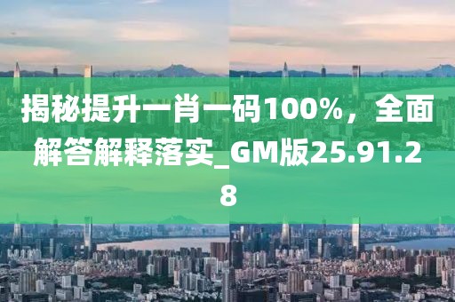 揭秘提升一肖一码100%，全面解答解释落实_GM版25.91.28