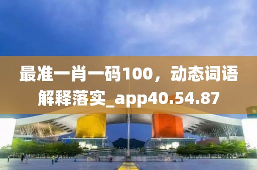 最准一肖一码100，动态词语解释落实_app40.54.87