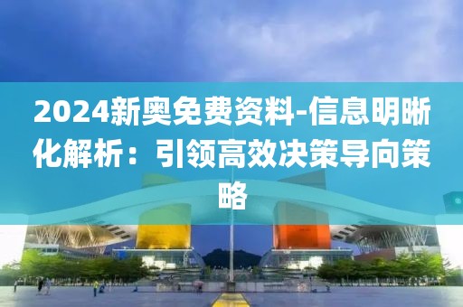2024新奥免费资料-信息明晰化解析：引领高效决策导向策略