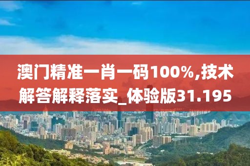 澳门精准一肖一码100%,技术解答解释落实_体验版31.195