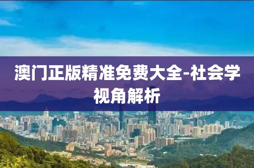 澳门正版精准免费大全-社会学视角解析