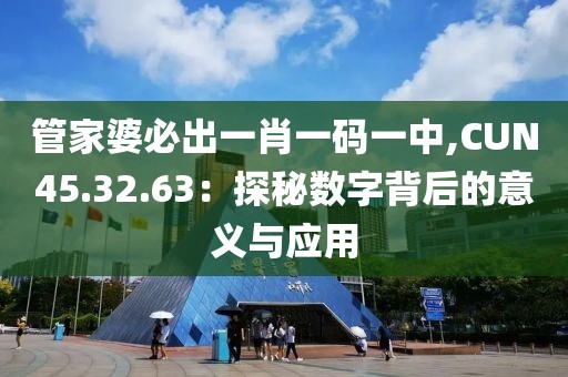管家婆必出一肖一码一中,CUN45.32.63：探秘数字背后的意义与应用