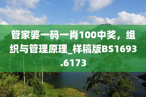 管家婆一码一肖100中奖，组织与管理原理_样稿版BS1693.6173