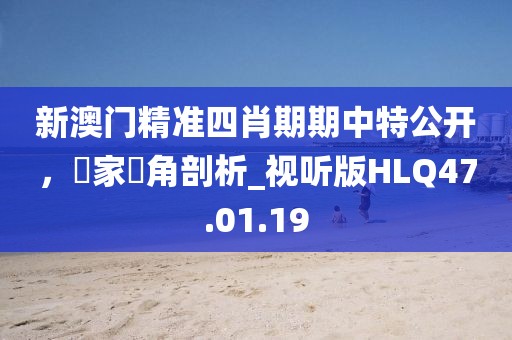 新澳门精准四肖期期中特公开，專家視角剖析_视听版HLQ47.01.19