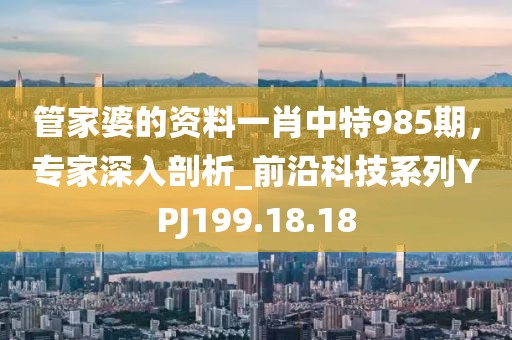 管家婆的资料一肖中特985期，专家深入剖析_前沿科技系列YPJ199.18.18