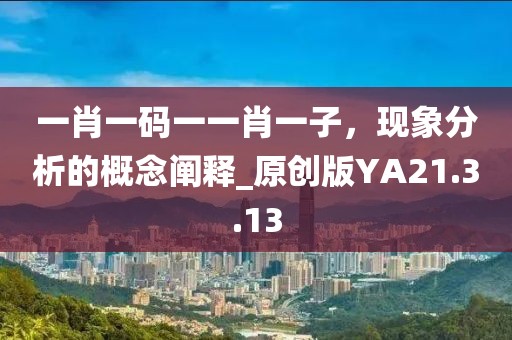 一肖一码一一肖一子，现象分析的概念阐释_原创版YA21.3.13