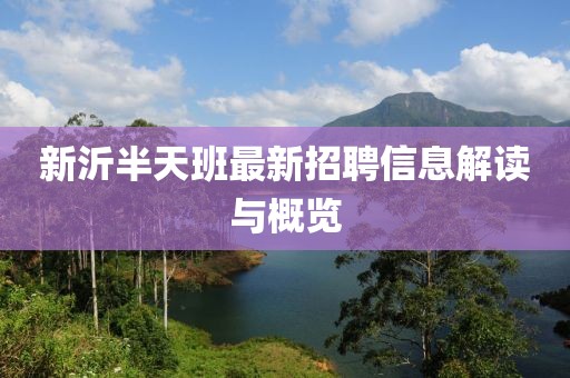 新沂半天班最新招聘信息解读与概览