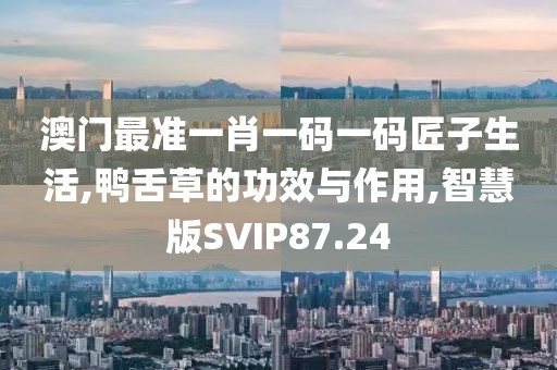 澳门最准一肖一码一码匠子生活,鸭舌草的功效与作用,智慧版SVIP87.24