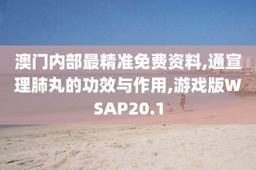 澳门内部最精准免费资料,通宣理肺丸的功效与作用,游戏版WSAP20.1