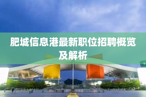 肥城信息港最新职位招聘概览及解析