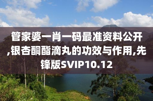 管家婆一肖一码最准资料公开,银杏酮酯滴丸的功效与作用,先锋版SVIP10.12