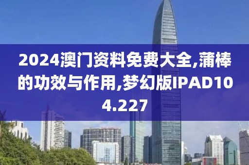 2024澳门资料免费大全,蒲棒的功效与作用,梦幻版IPAD104.227