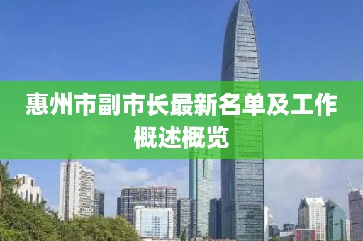 惠州市副市长最新名单及工作概述概览