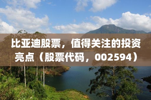 比亚迪股票，值得关注的投资亮点（股票代码，002594）