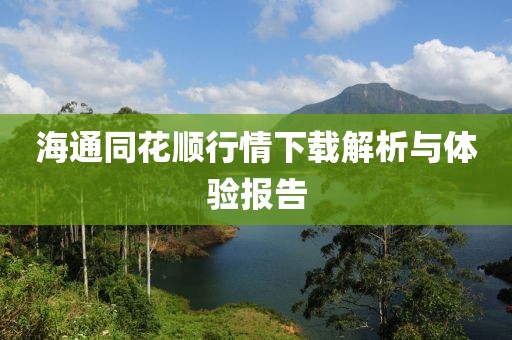 海通同花顺行情下载解析与体验报告