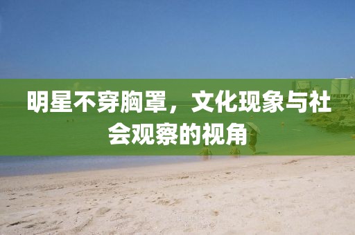 明星不穿胸罩，文化现象与社会观察的视角