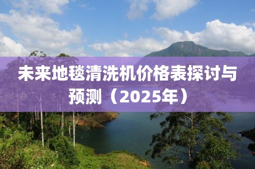 未来地毯清洗机价格表探讨与预测（2025年）