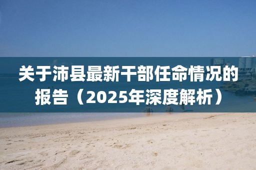 关于沛县最新干部任命情况的报告（2025年深度解析）
