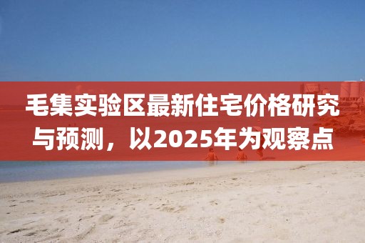 毛集实验区最新住宅价格研究与预测，以2025年为观察点